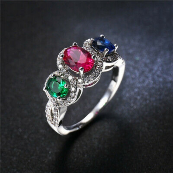 HOST PICK Sapphire & Emerald Tiered Silver Ring - Picture 5 of 5